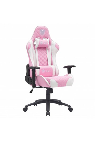ASA Diamond Gaming Chair in Pink with Back and Neck Cushions