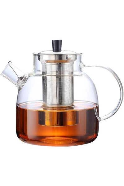 KASTWAVE Glass Teapot with Infuser, 50OZ Stovetop Safe Teapot, Borosilicate G...
