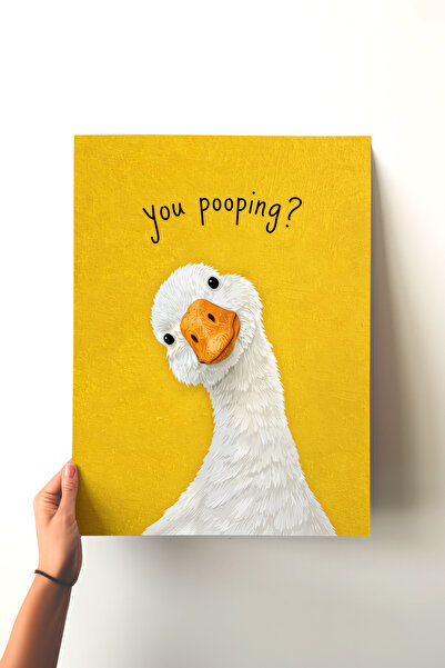 Pena Tablo Çerçevesiz Sevimli Ördek Banyo Poster - Sarı Ördekli You Pooping K...