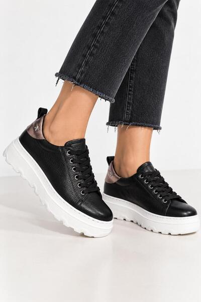 Butik NOBLE SHOES HAKİKİ DERİ SİYAH KADIN SNEAKERS&SPOR AYAKKABI