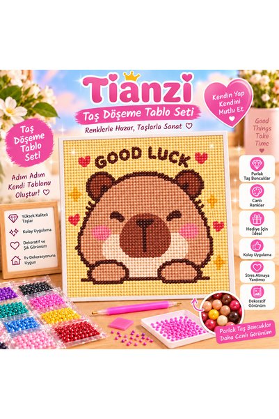 Tianzi Capybara Ayıcık Taş Döşeme Tablo Seti – Boncuklu Elmas Mozaik Hobi Kiti