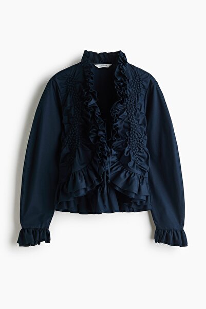 H&M Pamuklu ve Fırfırlı Bluz