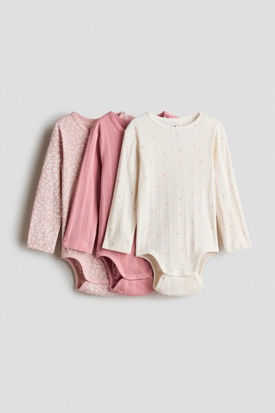H&M 3'lü Delik Desenli Body
