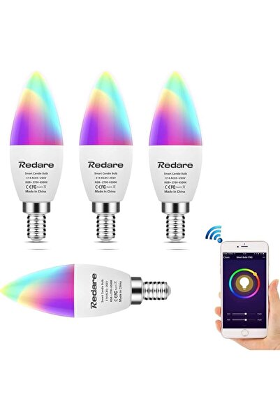 GENERAL Redare Alexa E14 Smart Candle Bulbs,لمبة ذكية,C37 Dimmable WiFi Smart...