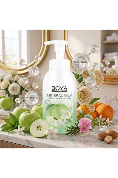 BOYA موس تايلاندي منظف للجسم بالحليب المعدني من بويا بنكهة التفاح الأخضر وشجر...