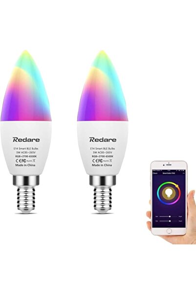 GENERAL Redare E14 Smart Candle Bulbs,C37 Dimmable LED Bluetooth Light Bulb,5...