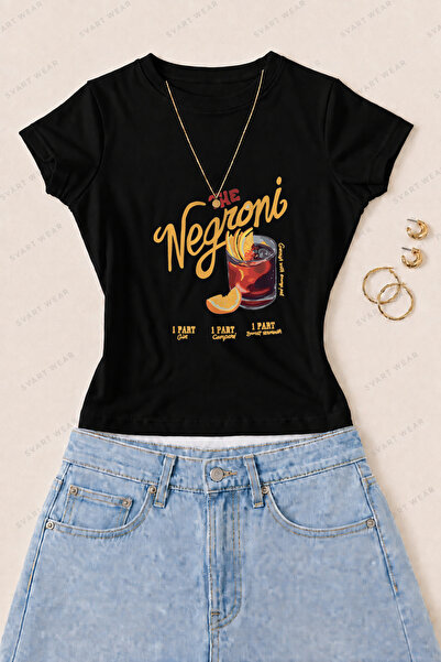 SVART WEAR Γυναικείο μπλουζάκι Negroni με στάμπα από βαμβάκι Lycra - Μαύρο