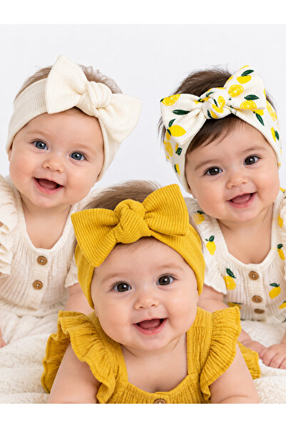 Oz Baby Kız Bebek 3’lü Bağlamalı Saç Bandı Seti – Desenli ve Renkli