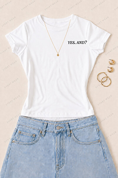 SVART WEAR Γυναικείο μπλουζάκι Yes And με στάμπα από βαμβάκι Lycra - Λευκό