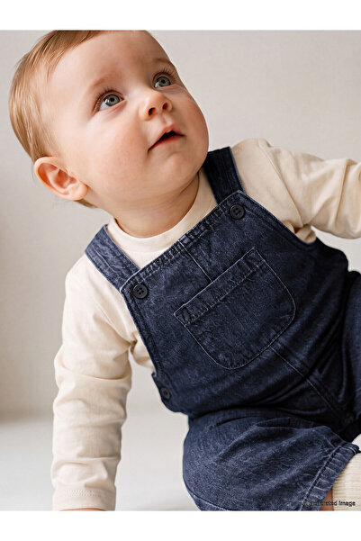 LC Waikiki Two Mt Shop Quality Lcw Baby Indigo Baby Boy Salopet and T-Shirt Set