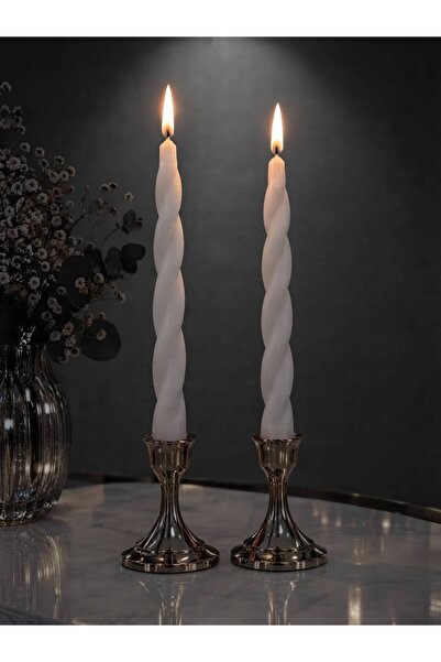 SCA CANDLE Dekoratif Burgu Şamdan Mumu 2'li – Beyaz