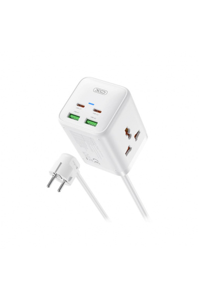 XO Design Extension cord WL24, 2 x Socket - 2 x USB-A - 2 x USB-C, White