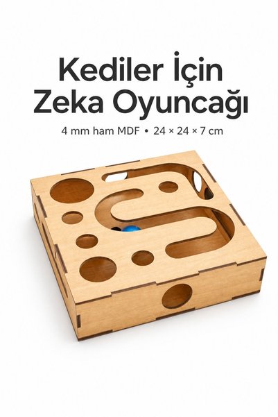 ALGWOOD Kediler İçin Zeka Oyuncağı, 4mm Ham MDF S Kanallı Labirent Kutusu, De...