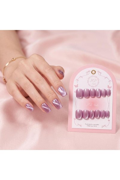 GENRE 70- Gig Nails Artificial Nails Lavender Glossy with Glue and Nail Care