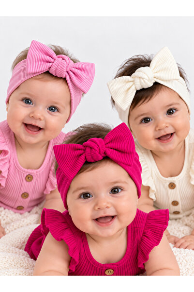 Oz Baby Baby Girl 3-Piece Tie-Back Hairband Set – Patterned and Colorful
