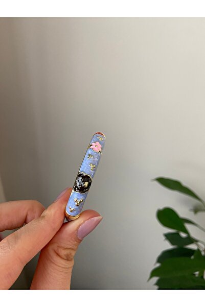 Anetta Jewelry Kız çocuğu soft mavi renk detaylı mineli kelepçe model bilezik...