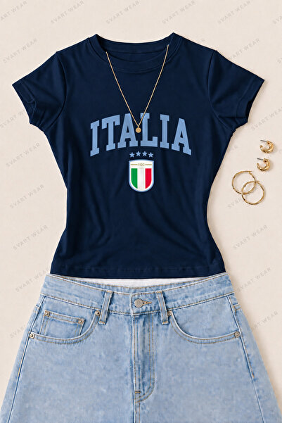 SVART WEAR Ženska majica kratkih rukava sa otisnutim italijanskim grbom, od p...