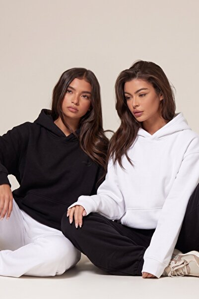 The Champ Clothing Unisex 2’li Oversize Basic Hoodie Siyah & Beyaz – Kapüşonl...