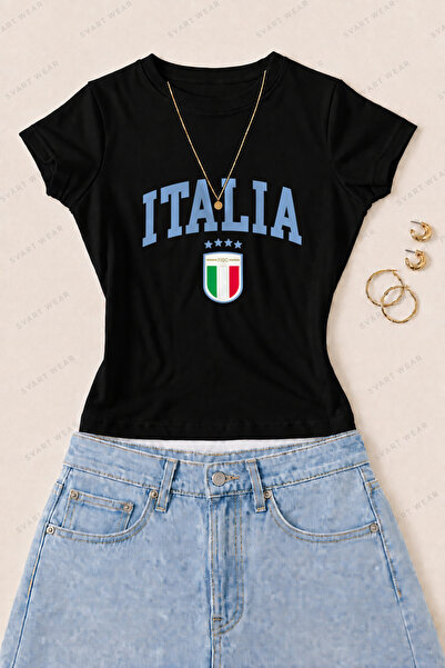 SVART WEAR Ženska majica kratkih rukava sa italijanskim grbom, od pamuka i li...