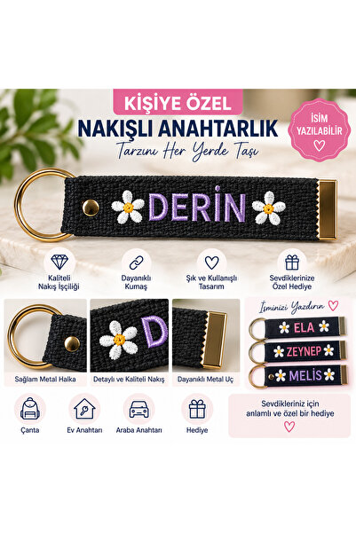 deepsed Kişiye Özel İsim Nakışlı Anahtarlık – Kumaş El Yapımı İsimli Çanta ve...