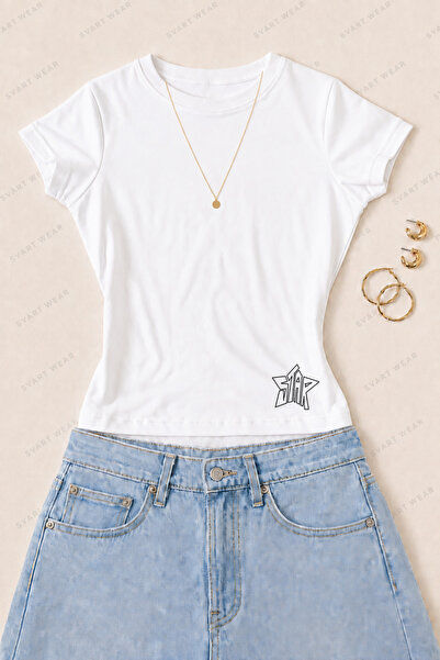 SVART WEAR Γυναικείο μπλουζάκι με στάμπα Star Striped Star από βαμβακερό Lycr...