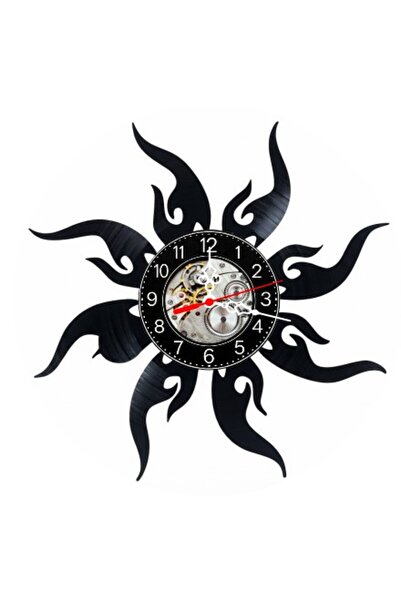 OEM Ceas de perete decorativ din disc de vinil, Model Soare Tribal, Raze de S...