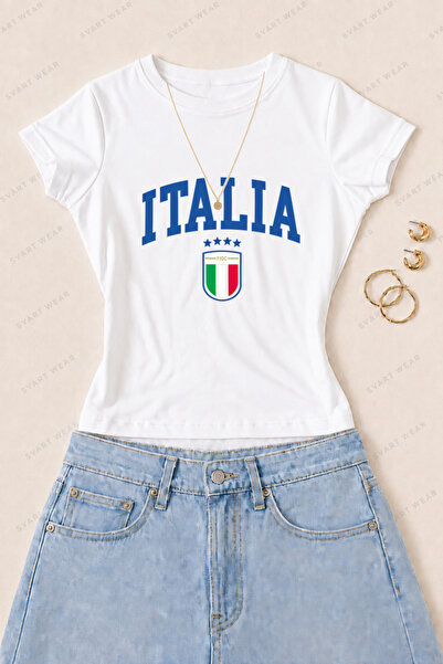 SVART WEAR Ženska majica kratkih rukava sa italijanskim grbom, od pamuka i li...