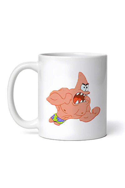 INOVATIX Cana alba personalizată, Memă cu Patrick Star musculos, INOVATIX ® ....