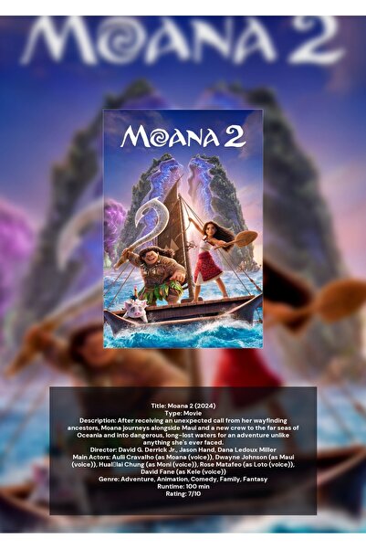 OEM Moana 2 Infographic Poster, Adventure and Magic, 250g Cardboard, A4