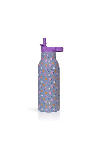 Ecolife Ανοξείδωτο Θερμός Μπουκάλι με Καλαμάκι 550ml - Άνθιση Λουλουδιών