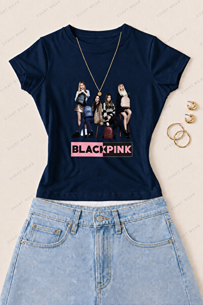 SVART WEAR Γυναικείο μπλουζάκι Blackpink Group με στάμπα από βαμβάκι Lycra - ...