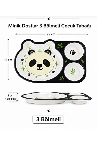 BİODATA 3'lü Melamin Çocuk Yemek Tabağı Seti - 3 Bölmeli Kırılmaz Bebek Beslenme Tepsisi (BLW Tabağı)