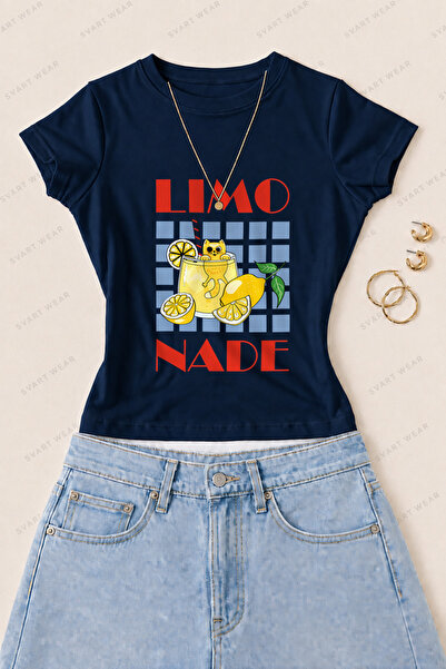 SVART WEAR Γυναικείο μπλουζάκι με στάμπα Lemonade Cat από βαμβακερό Lycra - Σ...