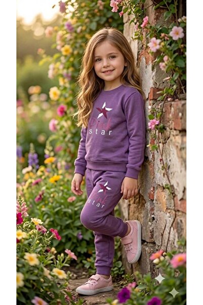 tuma collectıon Kız Çocuk Kışlık Eşofman Takımı Sweatshirt Alt Pamuklu Üç İpl...