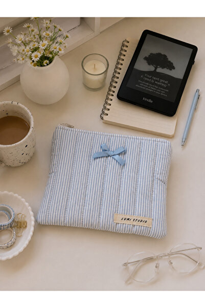 lumi Studio Baby Blue Mavi Çizgili Kapitone Kindle & Kobo Kılıfı-E-Kitap Okuy...