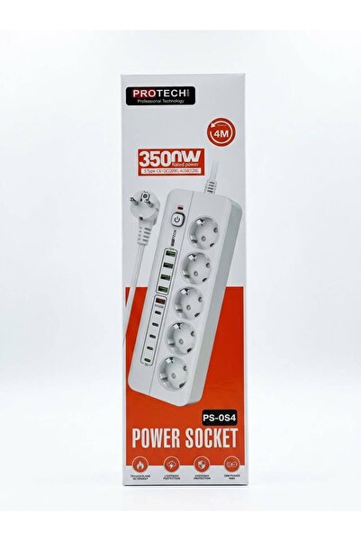 GM PROTECH 5 Priz + 5 USB (5 Type-C) Akım Korumalı Anahtarlı Uzatma Kablosu 3...
