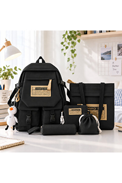 Generic Brand 5-Piece School Backpack Set with Tote Bag, Zip Pouch, Pencil Ca...