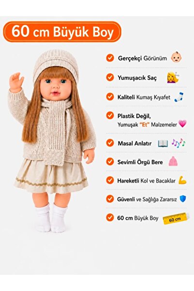 ELITE by Seba Triko Hırka Kıyafetli Masal Anlatan Aysima Bebek (Et Bebek)