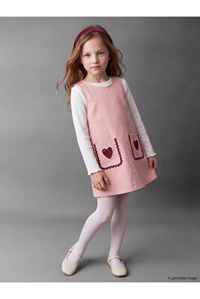 LC Waikiki Lcw Kids Pink Plain Standard & Regular Girls' Dress with Nevavm Di...
