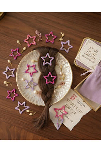 Needstore 12'li Dolgulu Yıldız Çıt Çıt Set 3 CM Pembe Lila Fuşya Renkli Benek...