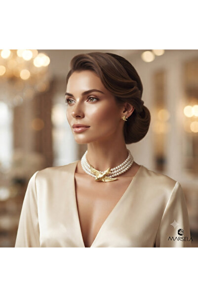 Generic Brand Bird Figured Pearl Row Choker Necklace
