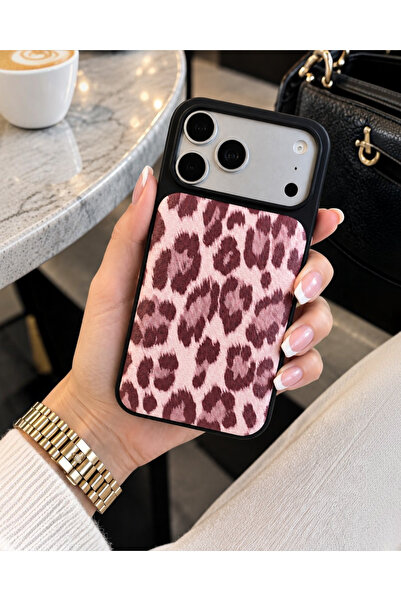 KILIF HOUSE Iphone 16 Uyumlu Yumuşak Puf Deri Dokulu Leopar Desenli Kılıf