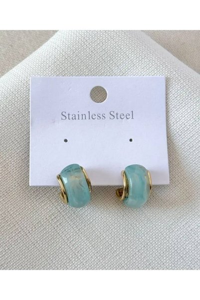 GK LUXURY & FASHION Women's Gold Blue Half Hoop Earrings - Stylish Elegant Mo...