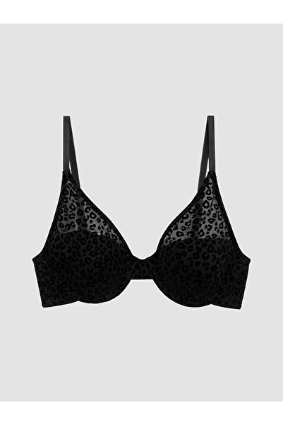 LC Waikiki Rmz Gi̇yi̇m Farkiyla Underwire Non-Padded Leopard Embroidered T-Sh...