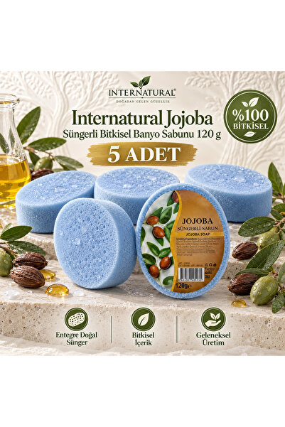 Dermolive Internatural Jojoba Herbal Bath Soap with Sponge 5-Pack (5 X 120 g)
