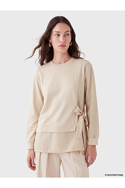 LC Waikiki Rmz Gi̇yi̇m Farkiyla Striped Soft Touch Women's Sweatshirt Tunic