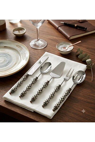 Generic Brand Esterhomedecor Set of 5 Checkered Model Serving Spoons