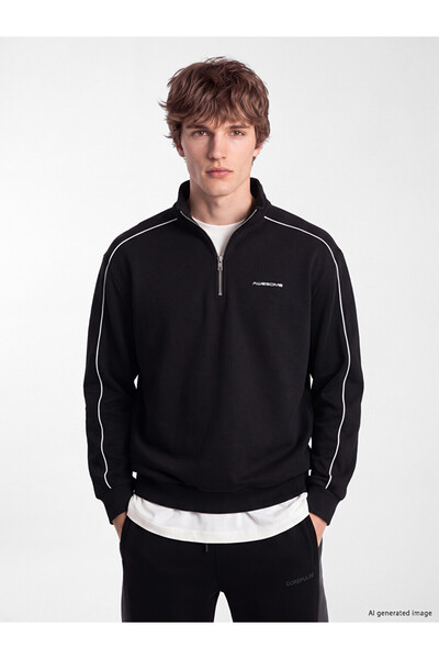 LC Waikiki Rmz Gi̇yi̇m Farkiyla Dik Roba Collar Printed Men's Sweatshirt