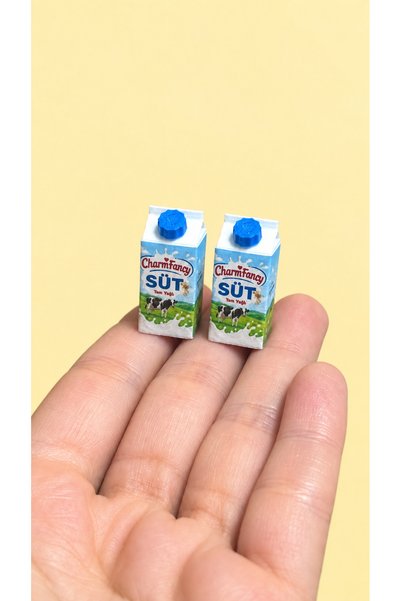 CharmFancy 2'Li 1:12 Ölçek Kutu Süt Minyatür Aksesuar Diorama Dollhouse Bebek...