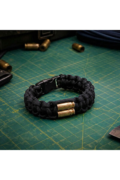 PARACORD ALPİN 9MM EDITION-Standart Klipsli Siyah Bileklik